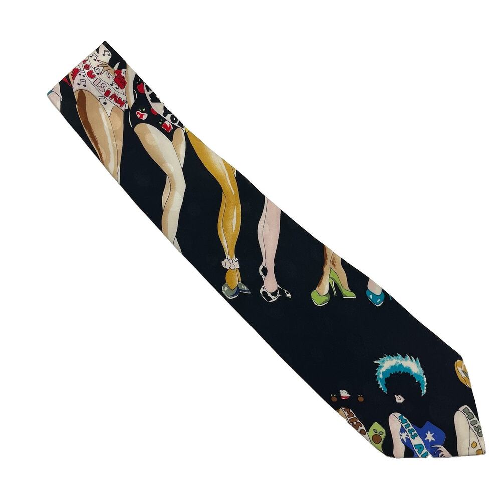 Nicole Miller Vintage Novelty Necktie Pageant Pinup Girls 100% Silk